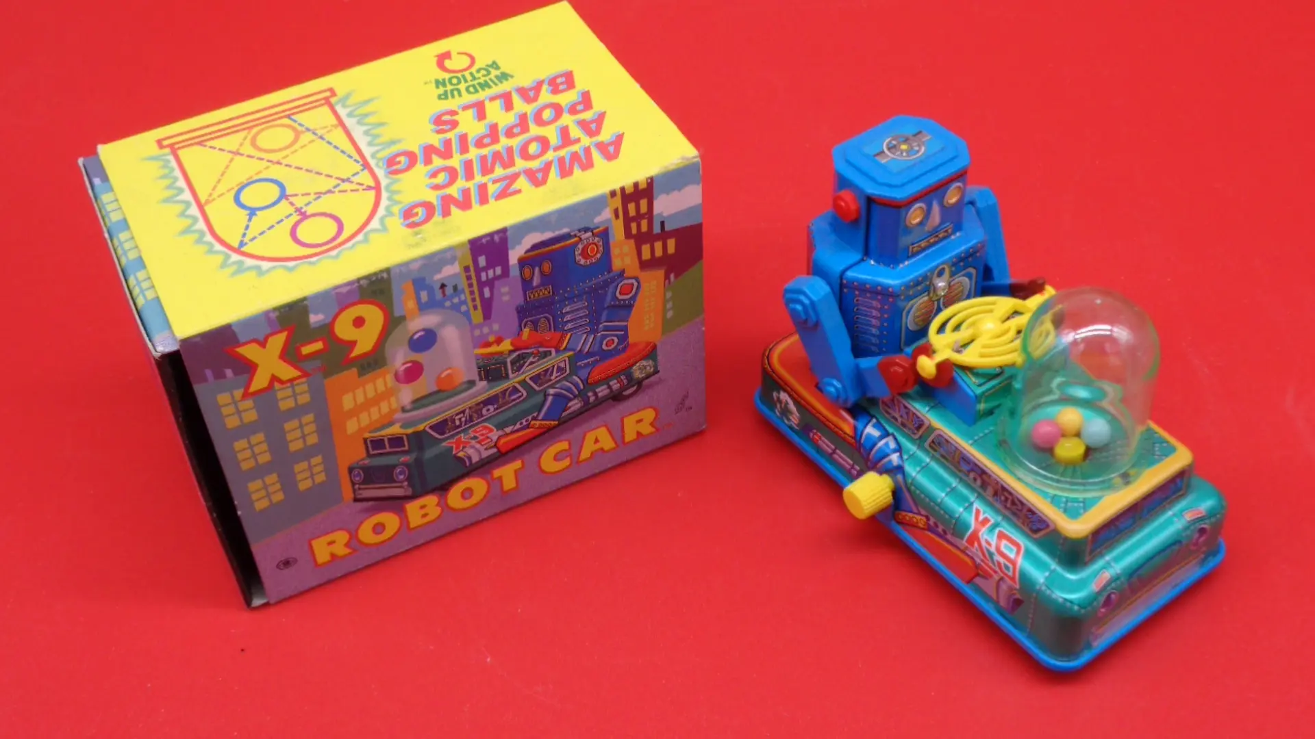 Robot car with original box tin wind-up toy