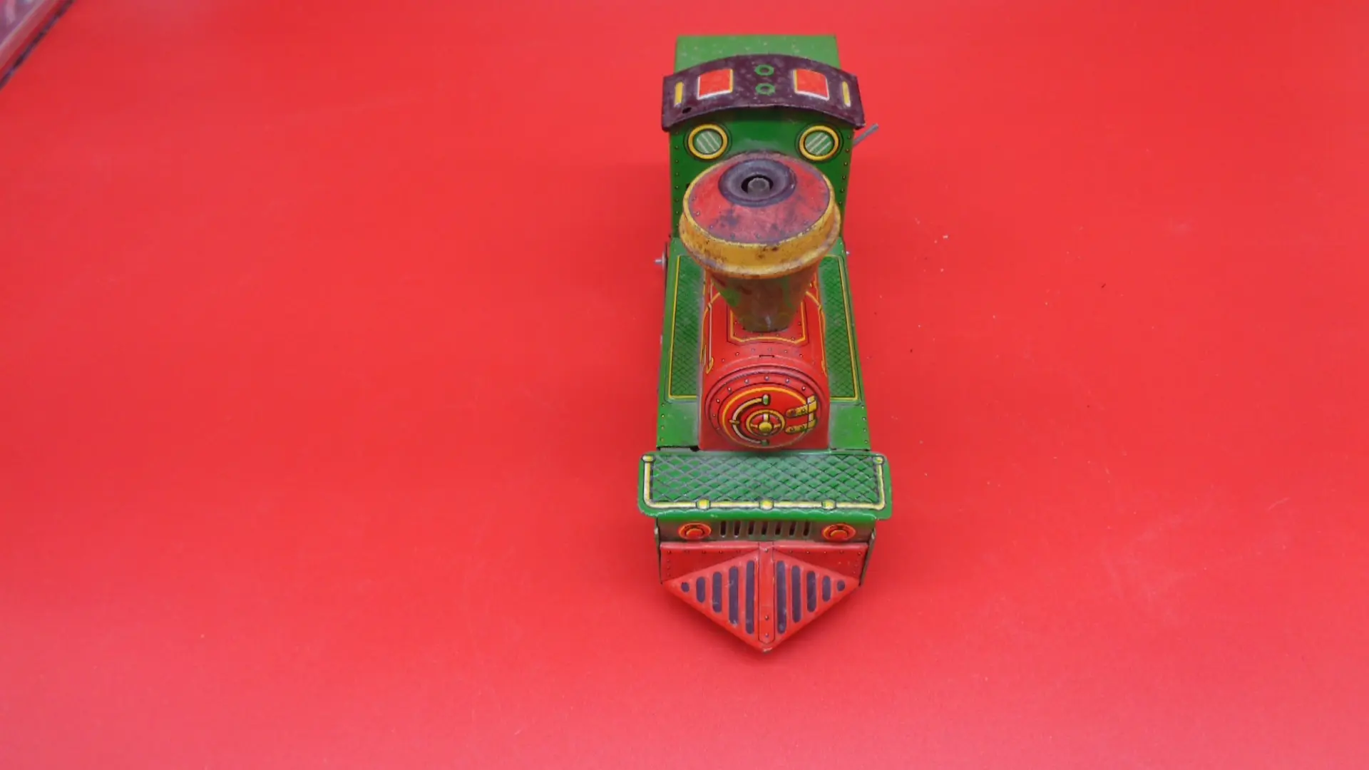 Small vintage green toy coal train