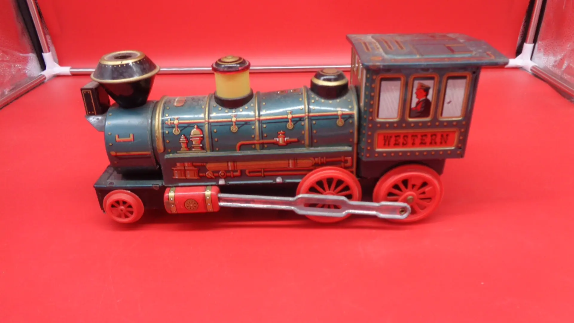 Blue vintage toy steam train