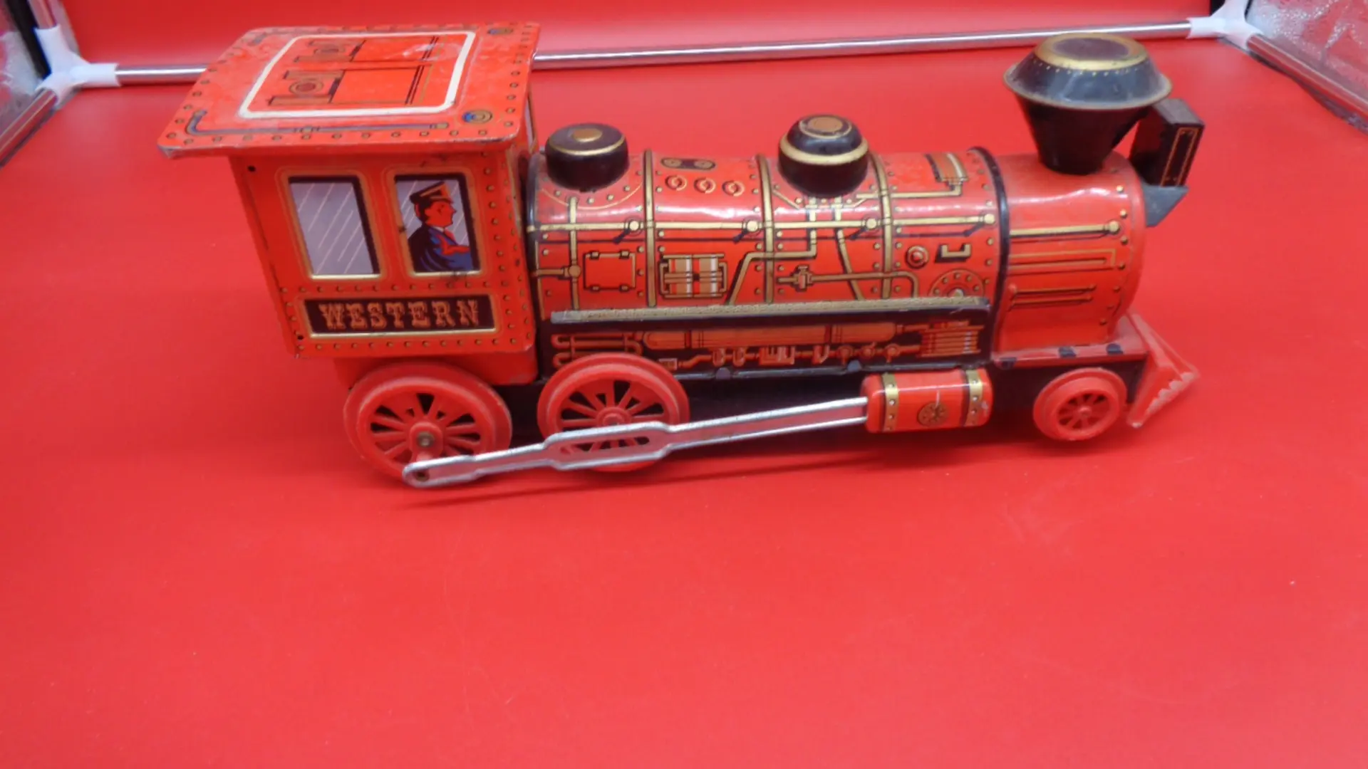 Red vintage toy steam train