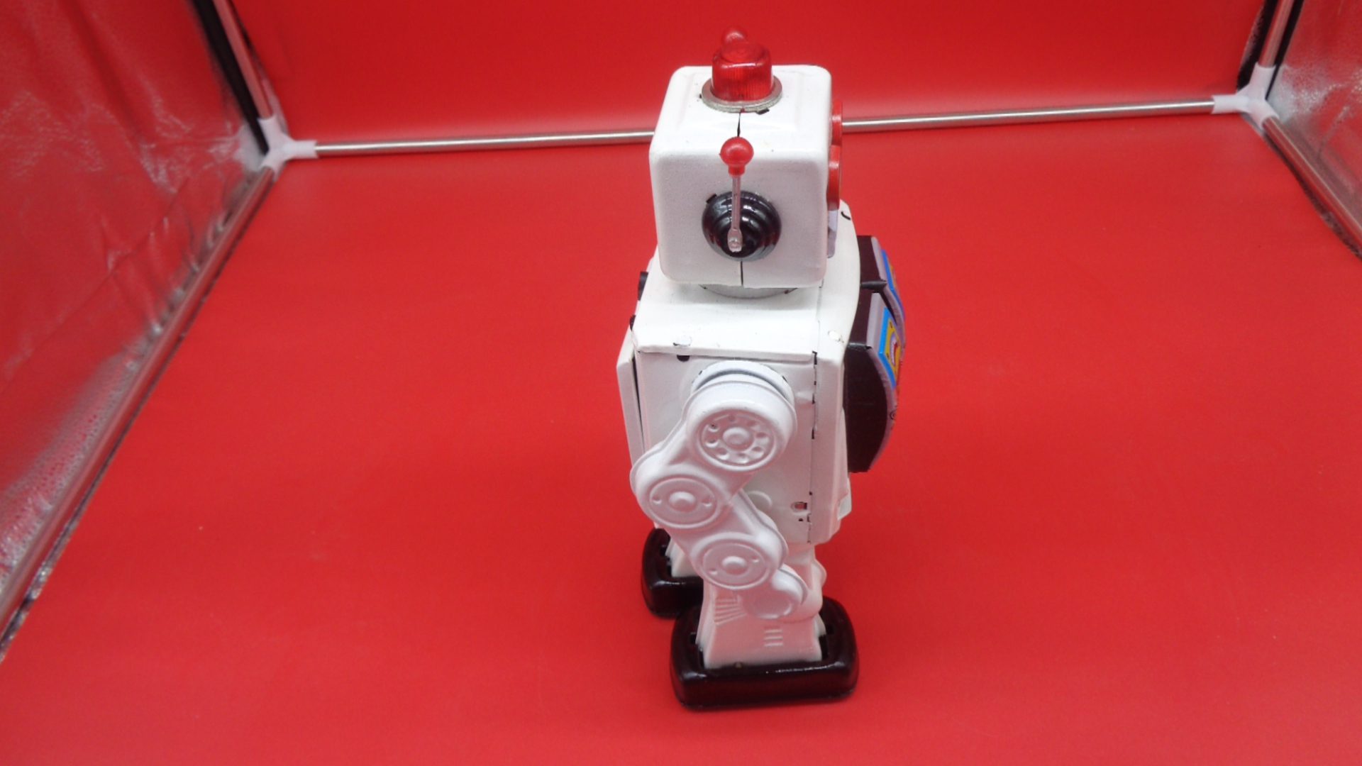 White toy robot, right view