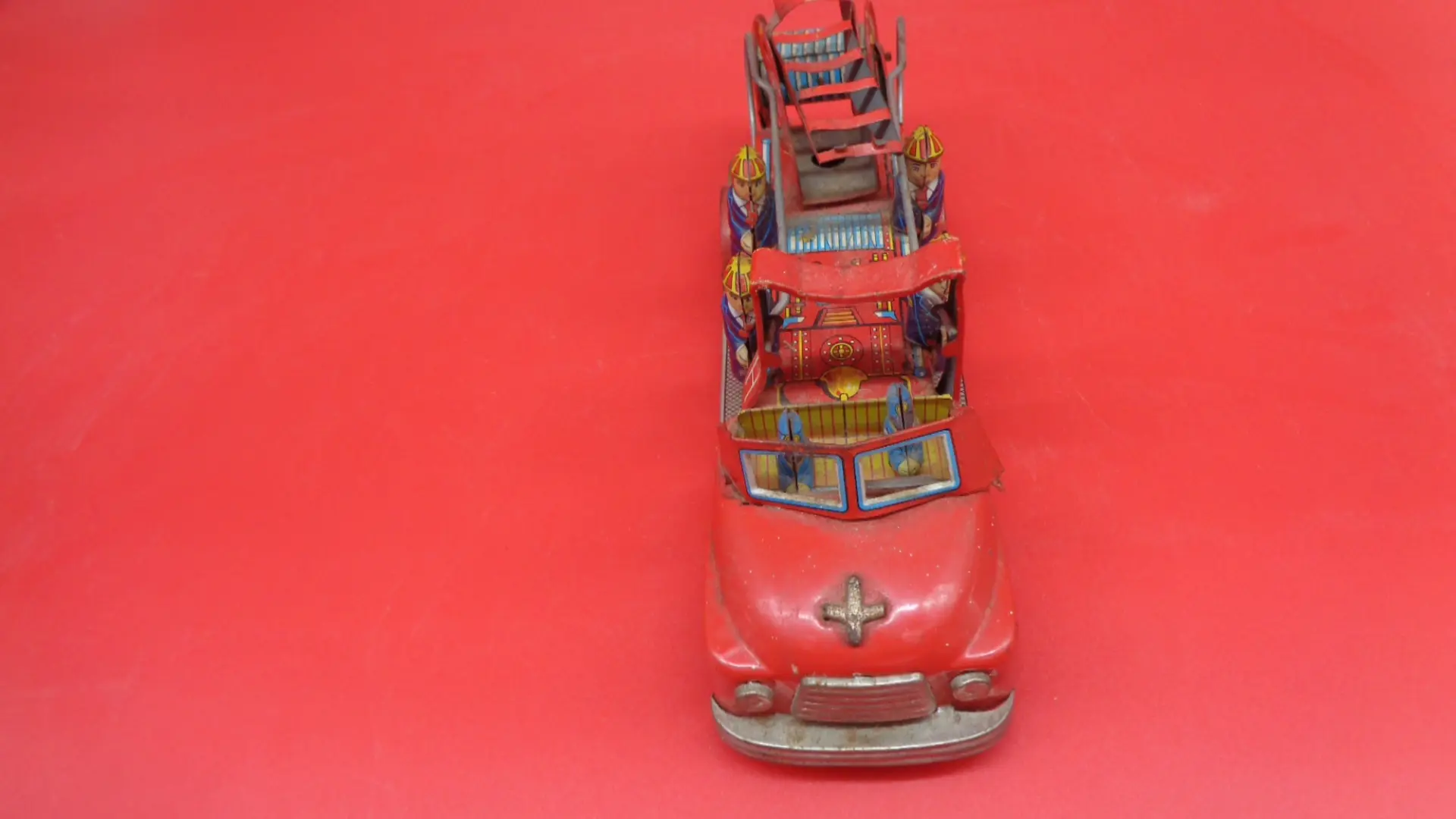 Top view of Japan 6 Man Ladder Fire Truck Toy