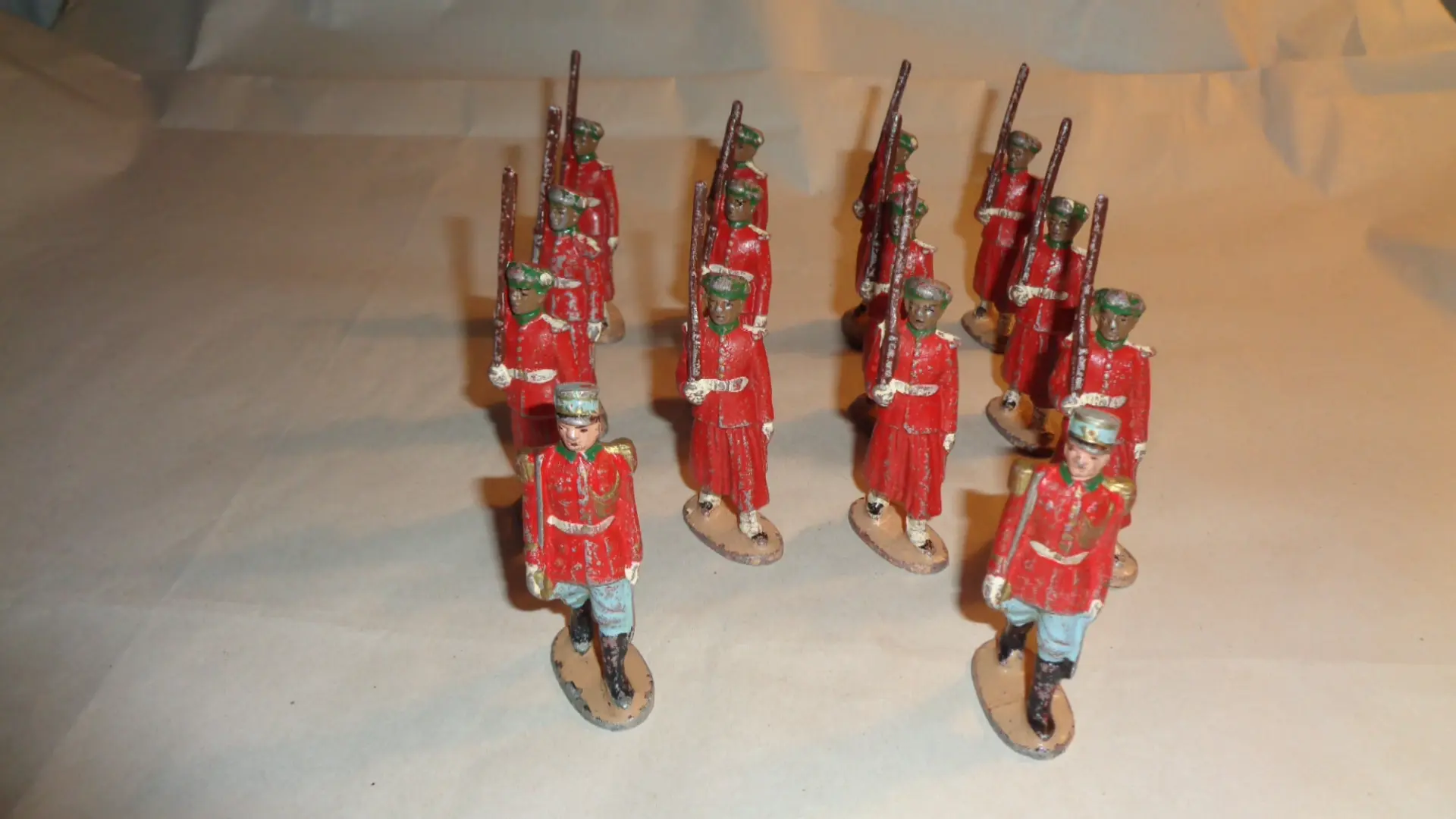 Display of French made Metal King of Morocco Guard figures
