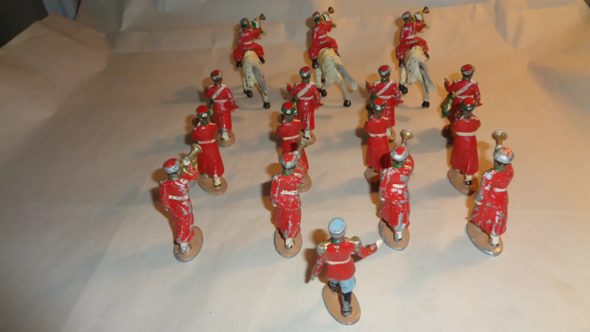 Rear view of 1950 made Metal King of Morocco Guard figures