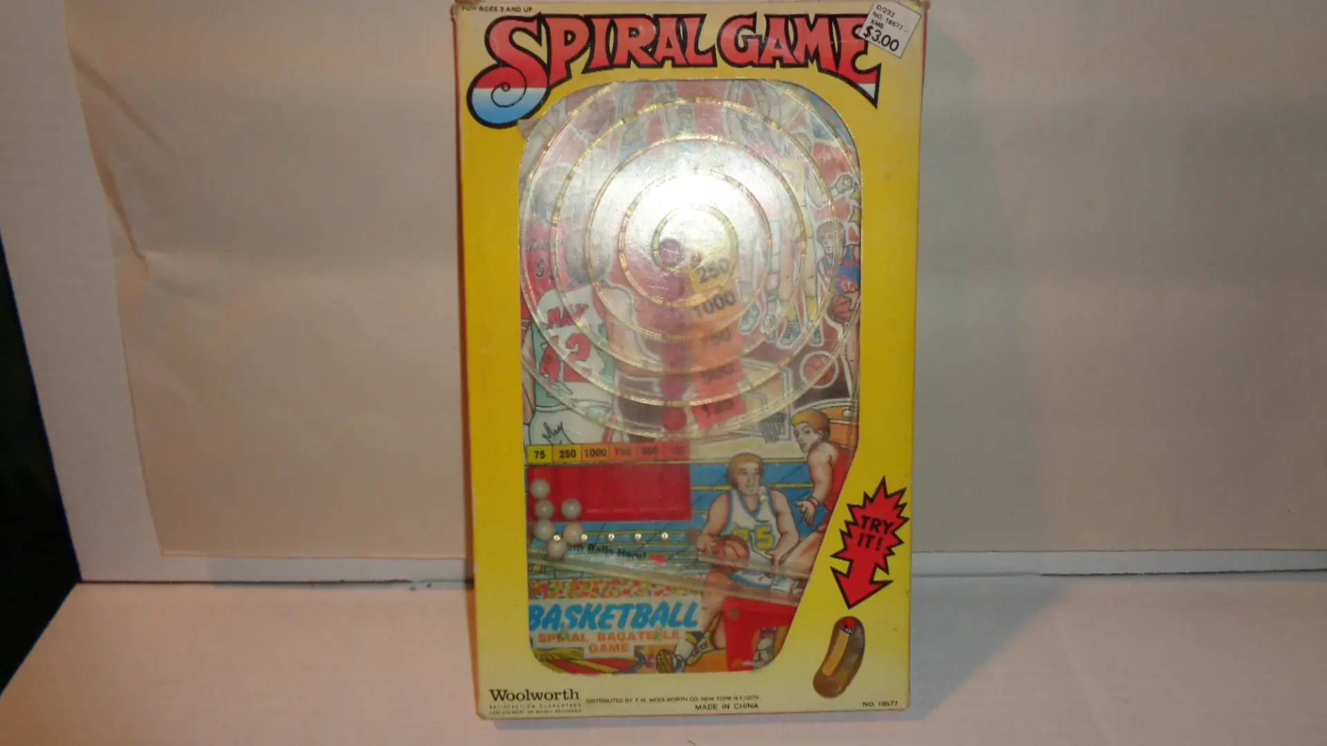 Woolworth USA, Spiral Pinball Basketball Handheld Game and Box