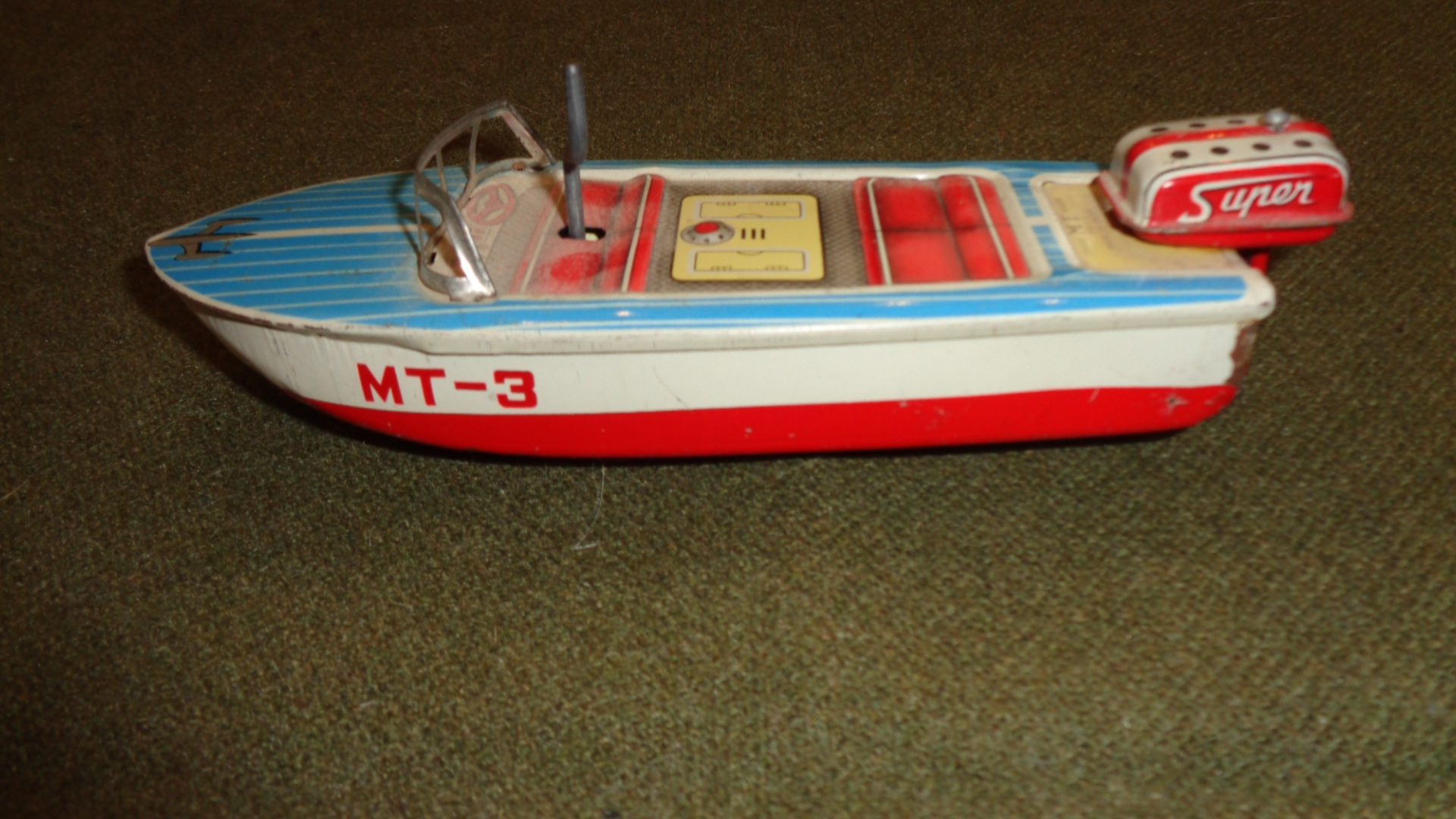 MT Toys Japan, Vintage Tin Friction MT-3 Boat Left View