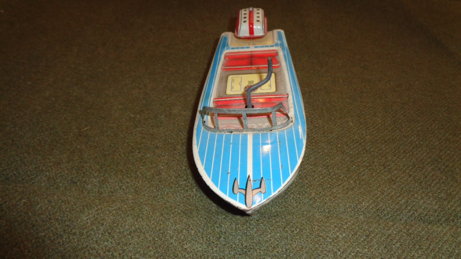 MT Toys Japan, Vintage Tin Friction MT-3 Boat Front View